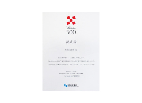 The Wonder 500 認定書